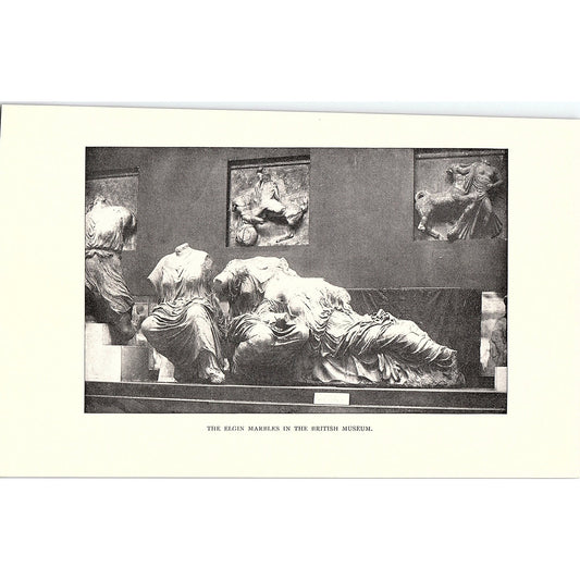c1920 The Elgin Marbles in the British Museum Vintage Art Print 5x8" V17