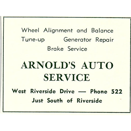 Arnold's Auto Service West Riverside Drive 1957 Estes Park CO Ad AG4-S10