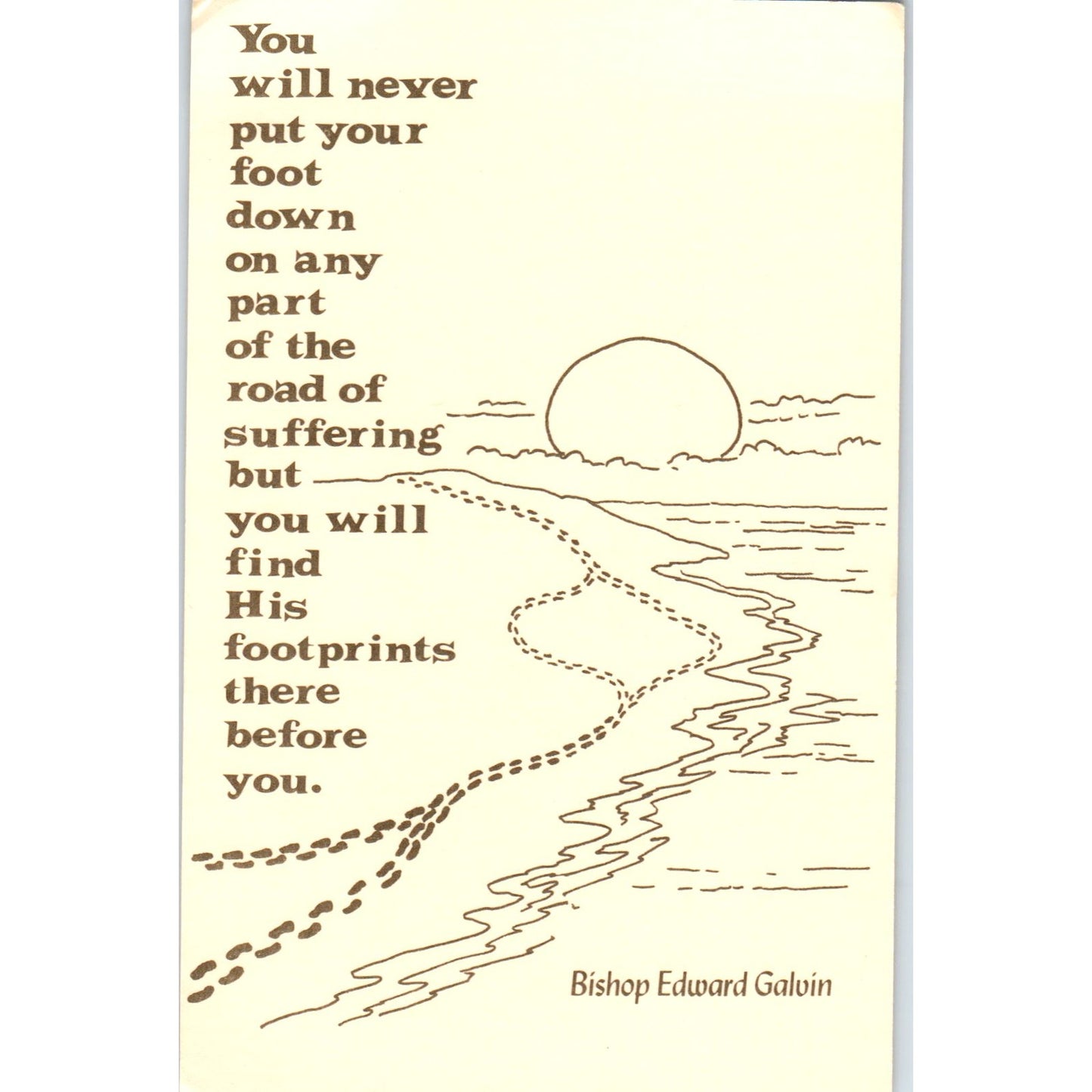 Bishop Edward Galvin Footprints Columban Fathers NE Vintage Prayer Card TH2-PC1