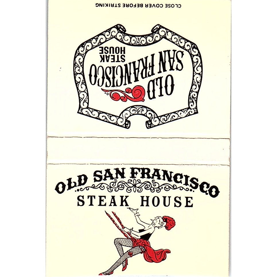 Old San Francisco Steak House Dallas San Antonio TX Vintage Matchbook TB6-MB2-12