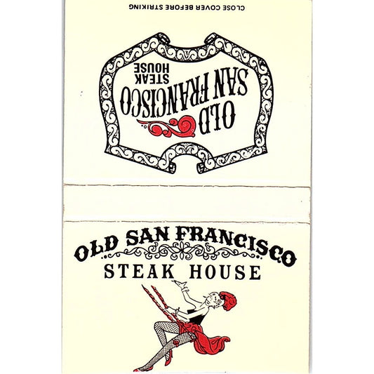 Old San Francisco Steak House Dallas San Antonio TX Vintage Matchbook TB6-MB2-12