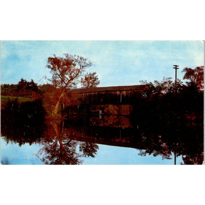 Covered Bridge Over Ottauquechee River VT Vintage Covered Bridge Postcard PD6