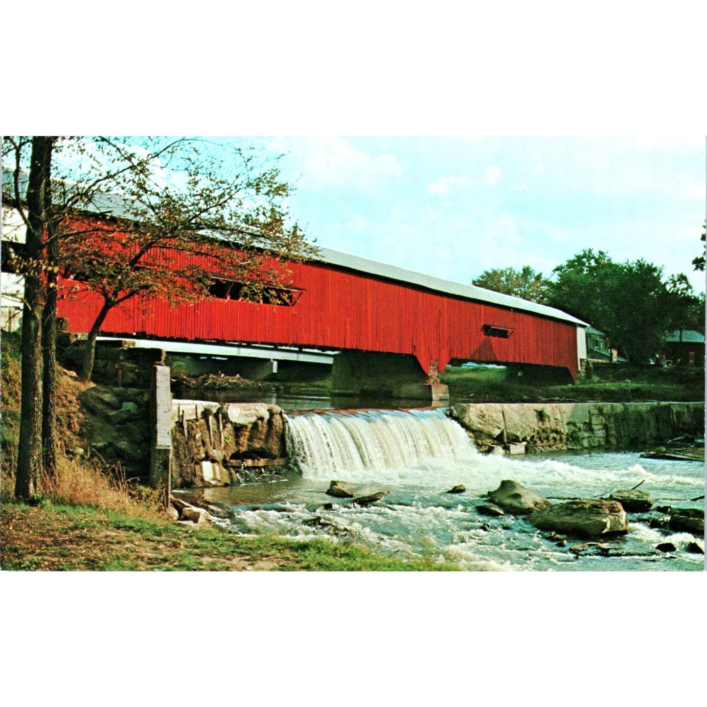 Bridgeton Bridge Parke County IN Vintage Covered Bridge Postcard PD3