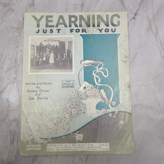 1924 Yearning Just For you Irving Berlin Benny Davis Joe Burke Sheet Music FL6-5
