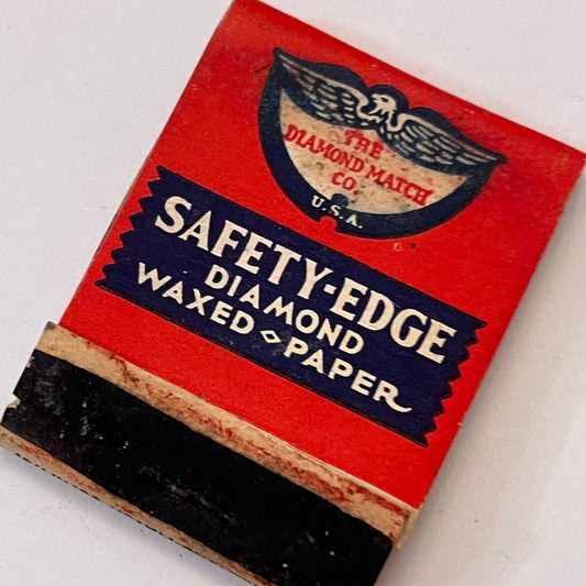 Safety Edge Diamond Waxed Paper Vintage Matchbook Cover TB8-MB3-9