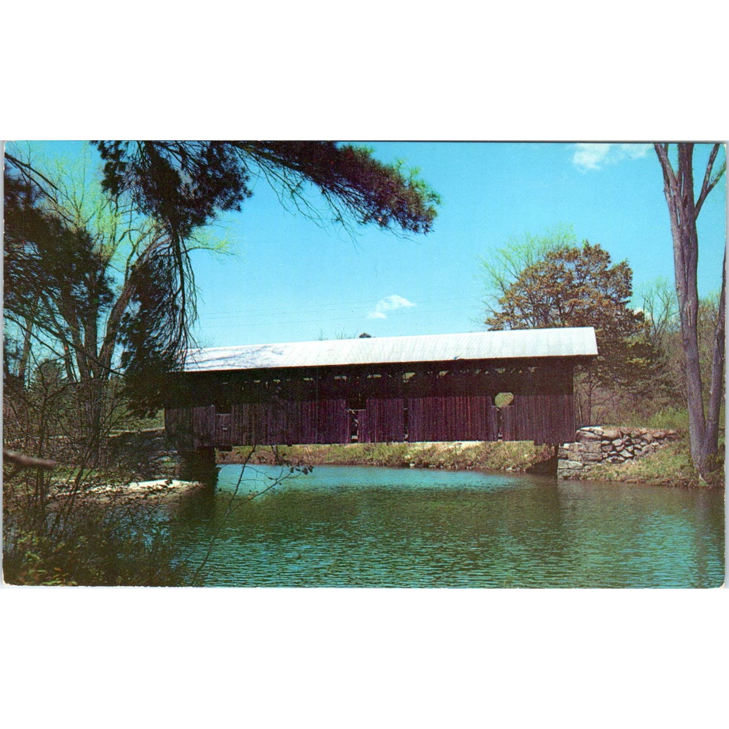 Warner River Bridge Waterloo NH Vintage Covered Bridge Postcard PC15