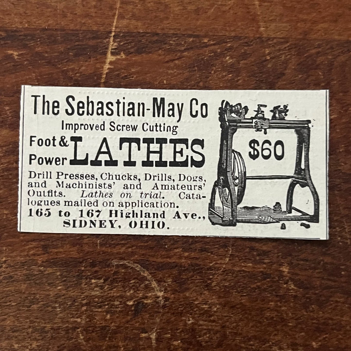 The Sebastian-May Co Lathes Sidney OH Original Advertisement AD8-P29