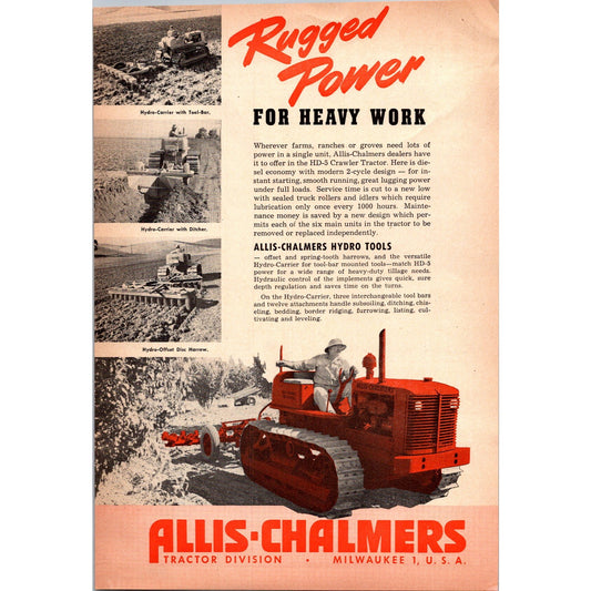 1949 Allis-Chalmer Tractor Division Milwaukee WI Equipment 2 Page Ad I16