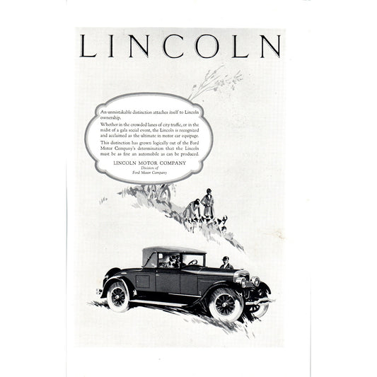 Lincoln 2 Passenger Sedan Automobile Car - Vintage Magazine Ad D20