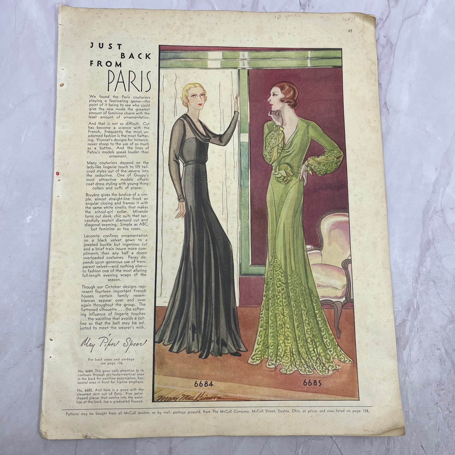Just Back from Paris - Latest Women's Fashions Spread 6 Page 1931 Article V1-3
