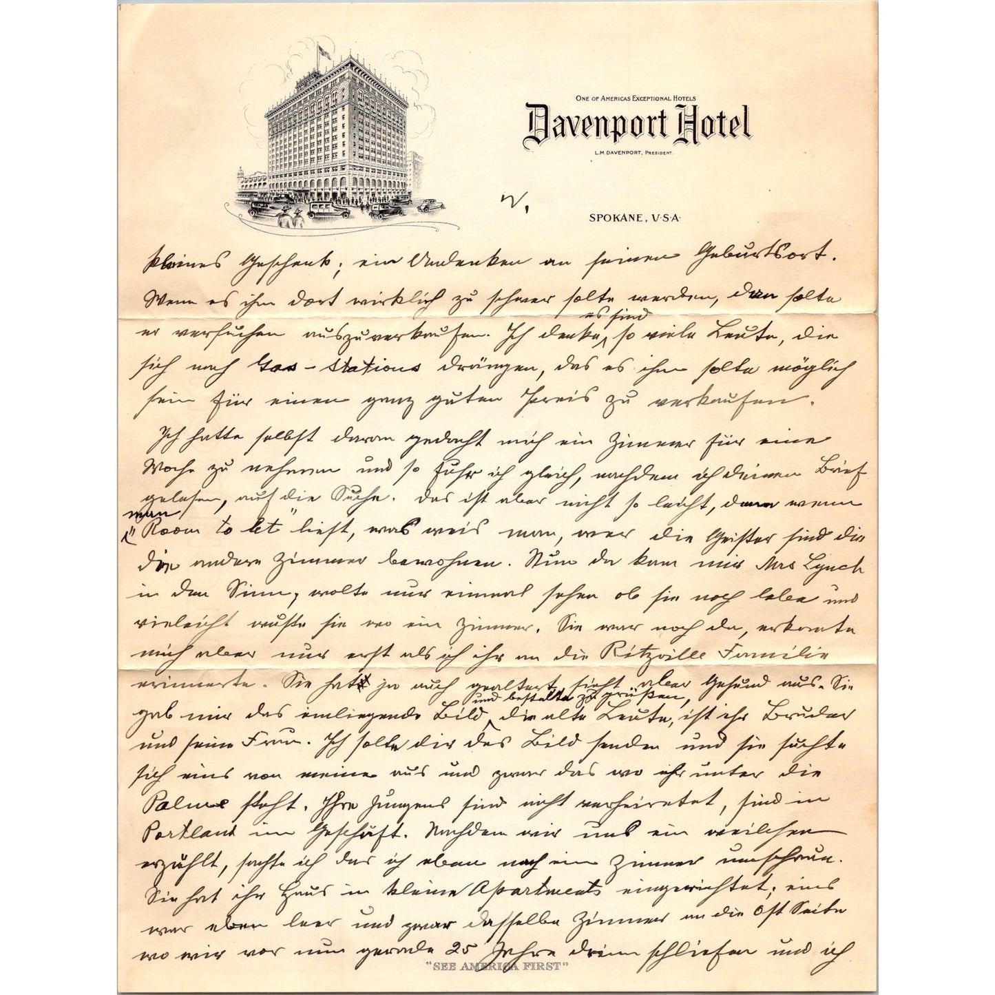 1927 Original Handwritten 5 Page Letter Davenport Hotel Letterhead Spokane WA C7
