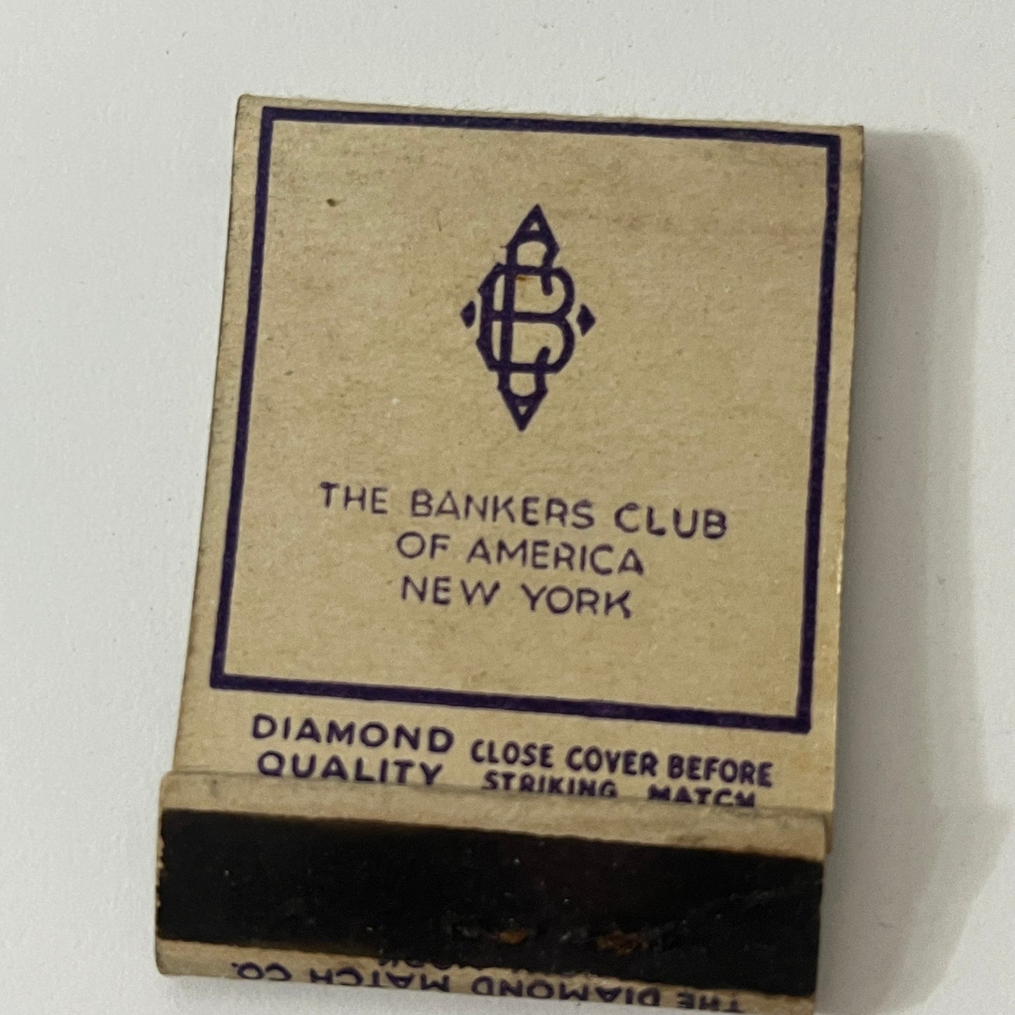 The Bankers Club of America New York Vintage Matchbook Cover TB6-MB1-1