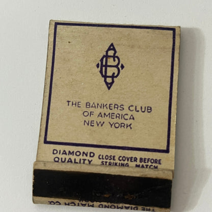 The Bankers Club of America New York Vintage Matchbook Cover TB6-MB1-1