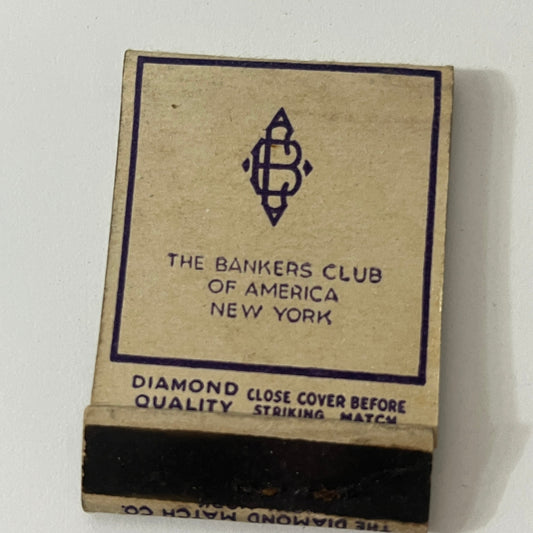 The Bankers Club of America New York Vintage Matchbook Cover TB6-MB1-1