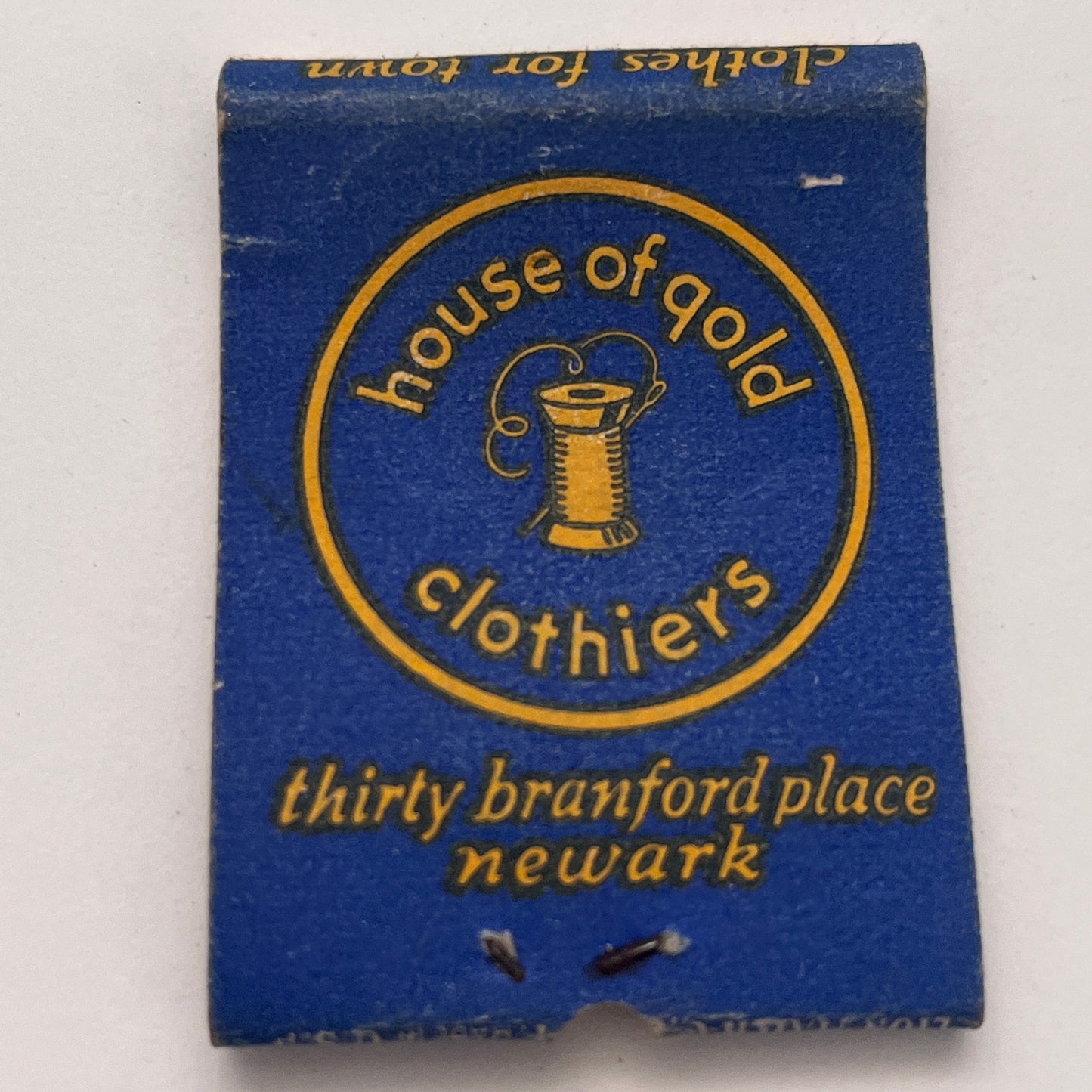 House of Gold Clothiers 30 Bradford Place Newark NJ Vtg Matchbook Cover TB8-MB-5