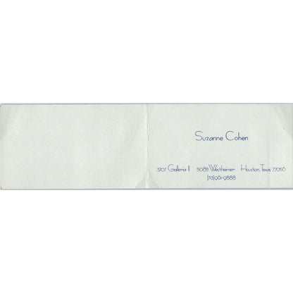 Gerhard Wurzer Gallery Suzanne Cohen Houston TX Vintage Business Card SD4-B4