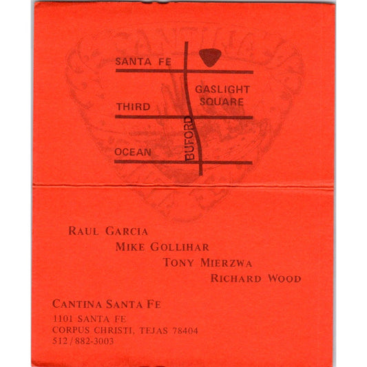Cantina Santa Fe Raul Garcia Corpus Christi TX Vintage Business Card SD8-B7