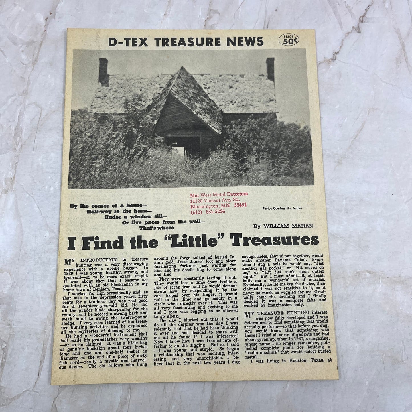 Vintage D-Tex Treasure News Treasure Hunting William Mahan Gil Paust M20
