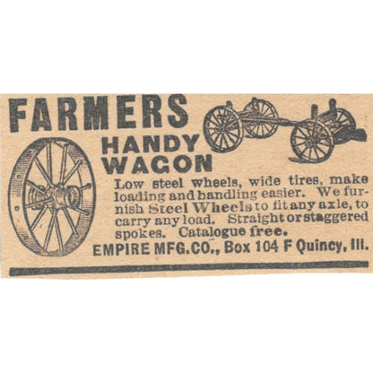 Farmers Handy Wagon Empire Mfg Co Quincy IL 1905 Magazine Ad AF1-NES3