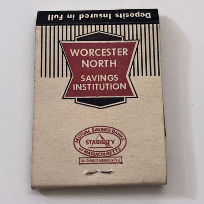 Worcester North Savings Depot Square Fitchburg Vintage Matchbook Cover TB8-MB-9