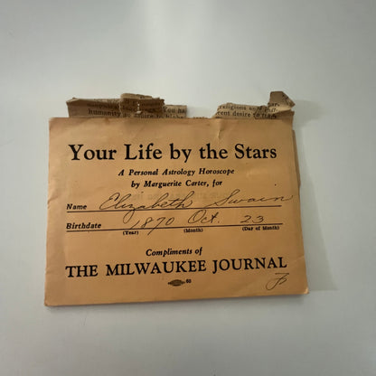 1932 Your Life By The Stars Milwaukee Journal Elizabeth Swain Horoscope AI9-H5