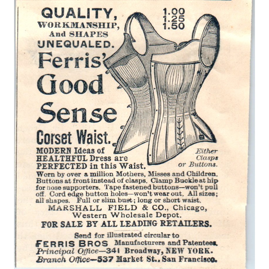 Ferris' Good Sense Corset Waist Ferris Bros New York 1894 Ad AK5-H8