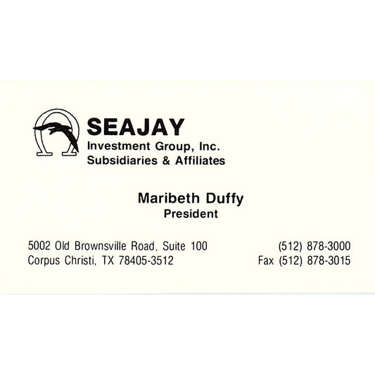 Maribeth Duffy Seajay Investments Corpus Christi Vintage Business Card SC9-B1