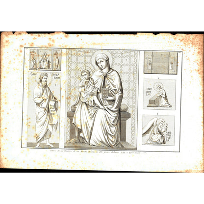 Early 1800s Engraving Gospel of Nicodemus John the Baptist Virgin Madonna FL6-11