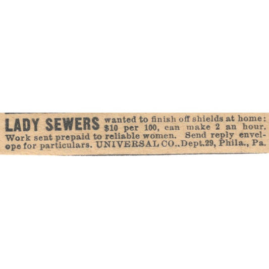 Lady Sewers Universal Co Philadelphia PA 1910 Magazine Ad AF1-SS8