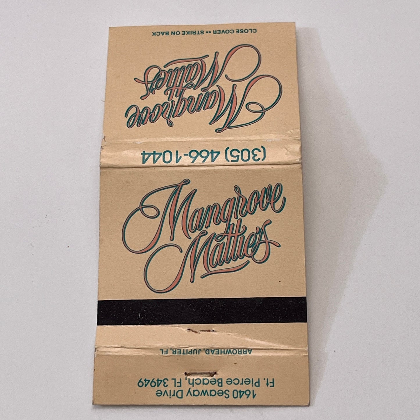 Mangrove Matties Pierce Beach Florida Vintage Matchbook Cover TB6-MB1-9