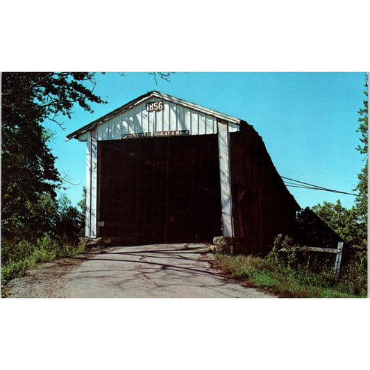 Crooks Bridge Little Raccoon Creek Rockville IN Vtg Covered Bridge Postcard PD6