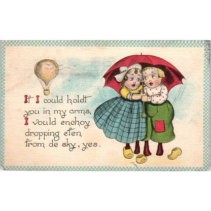 1914 Dutch Children Hot Air Balloon Massena NY Vintage Postcard PD1