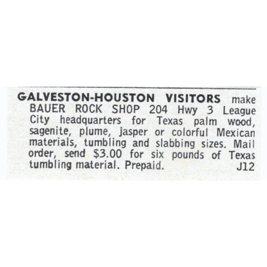 Bauer Rock Shop Galveston Houston Texas 1964 Magazine Ad AB6-LJS5