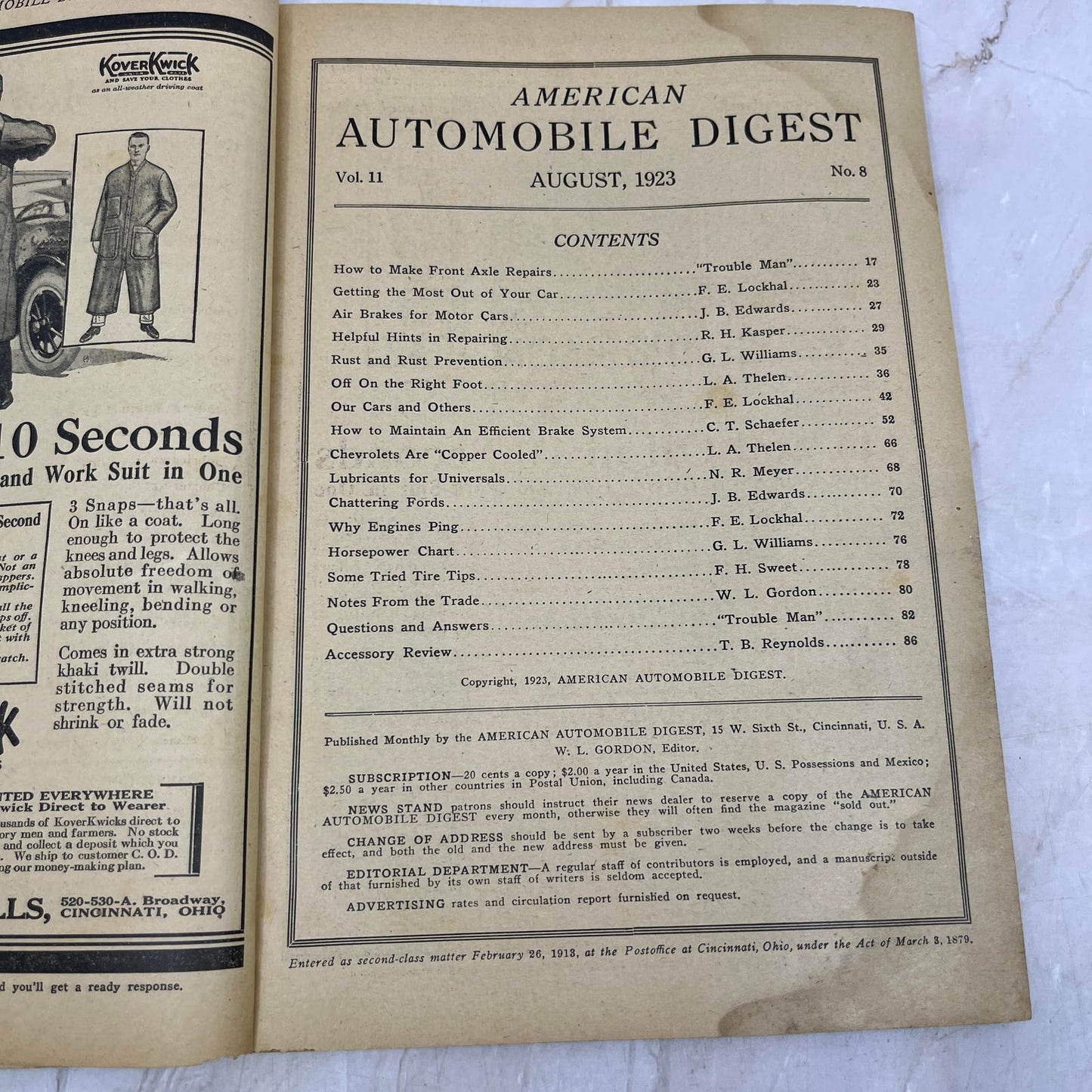 1923 Aug American Automobile Digest Magazine TI8-S7