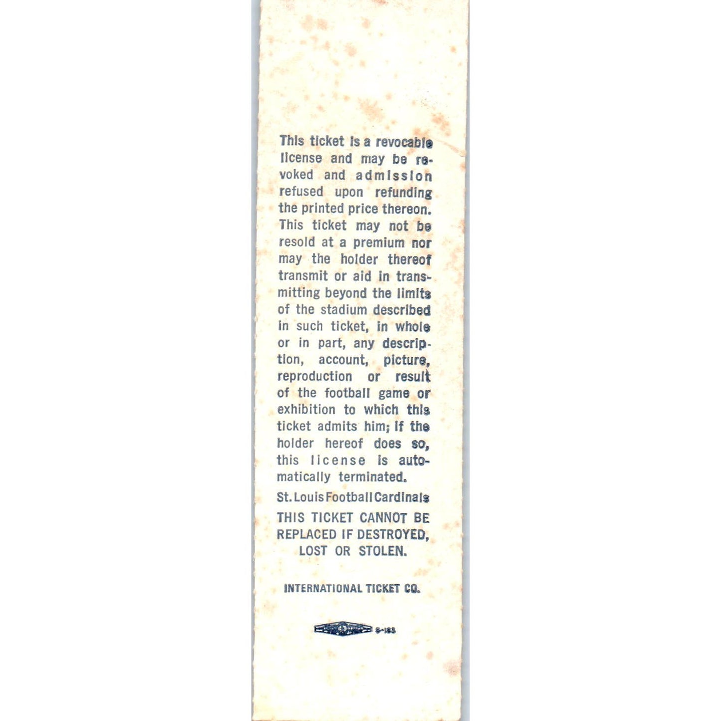 c1980 NFL St. Louis Cardinals NFC Championship Game Phantom Ticket Stub AD7