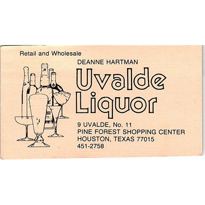 Deanne Hartman Uvalde Liquor Houston TX Vintage Business Card SD9-B5