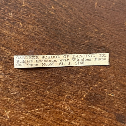 Gardner School of Dancing 301 Builders Exchange Winnipeg 1920 Ad AG2-S11