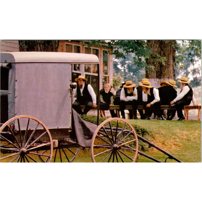 Amish Sunday Outdoor Church Meeting Pennsylvania Dutch Country Postcard PD7