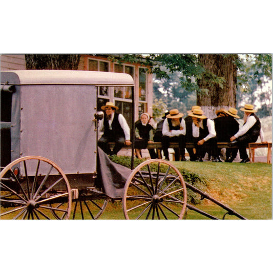 Amish Sunday Outdoor Church Meeting Pennsylvania Dutch Country Postcard PD7
