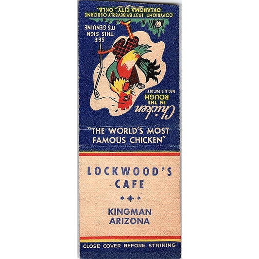 Lockwood's Cafe Kingman Arizona Vintage Matchbook Cover SF3-Y5