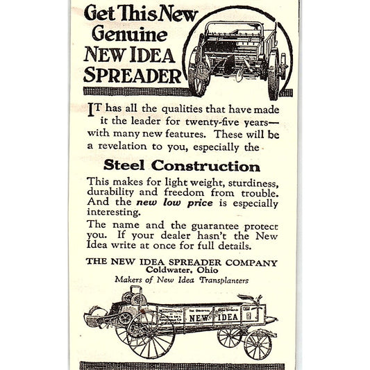 The New Idea Spreader Company Coldwater Ohio 1924 Ad AG3-M3