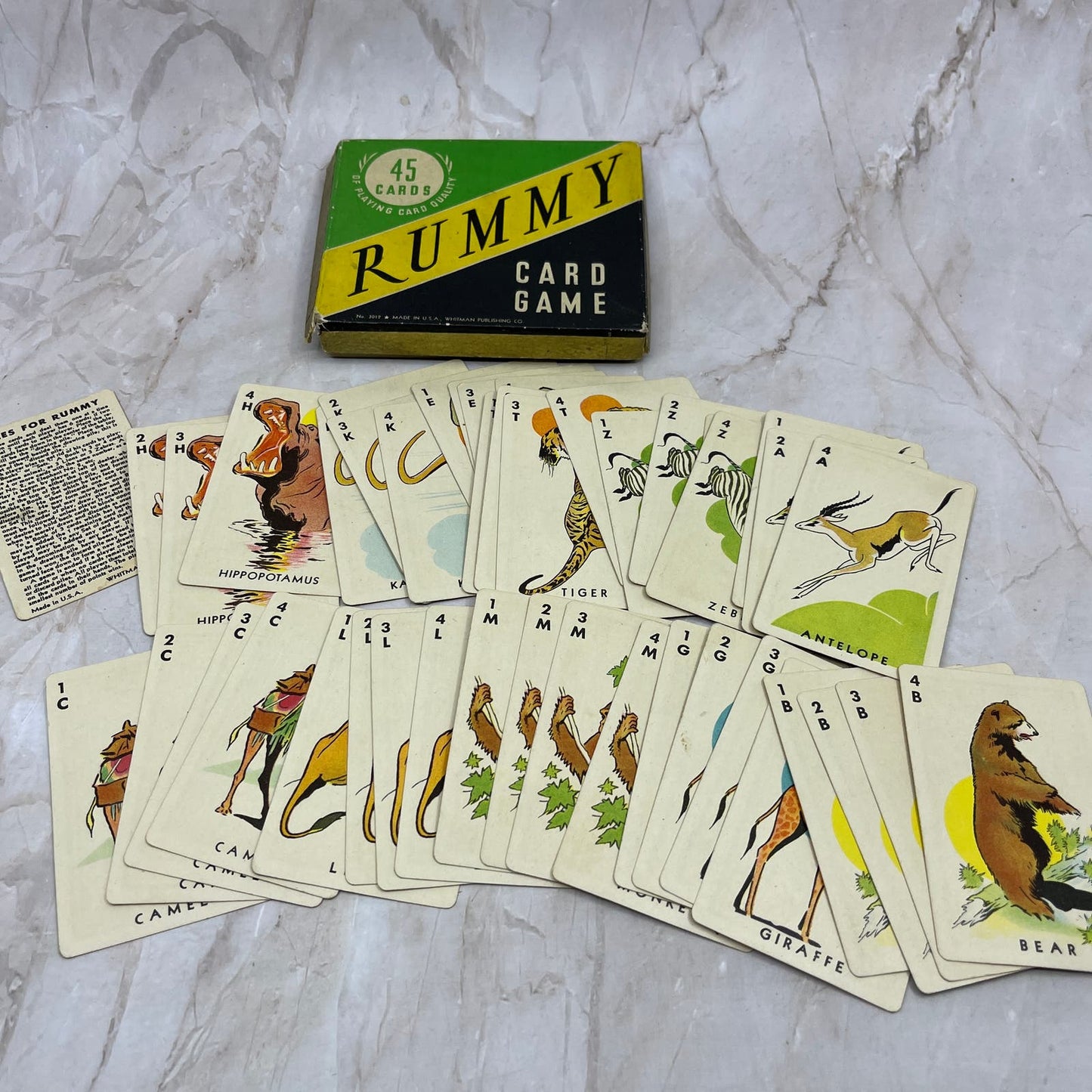 Vintage Whitman Publishing Rummy Card Game w/ Animal Cards TI9