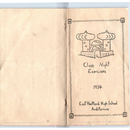 1934 East Hartford High School Class Night Exercises Program AE7