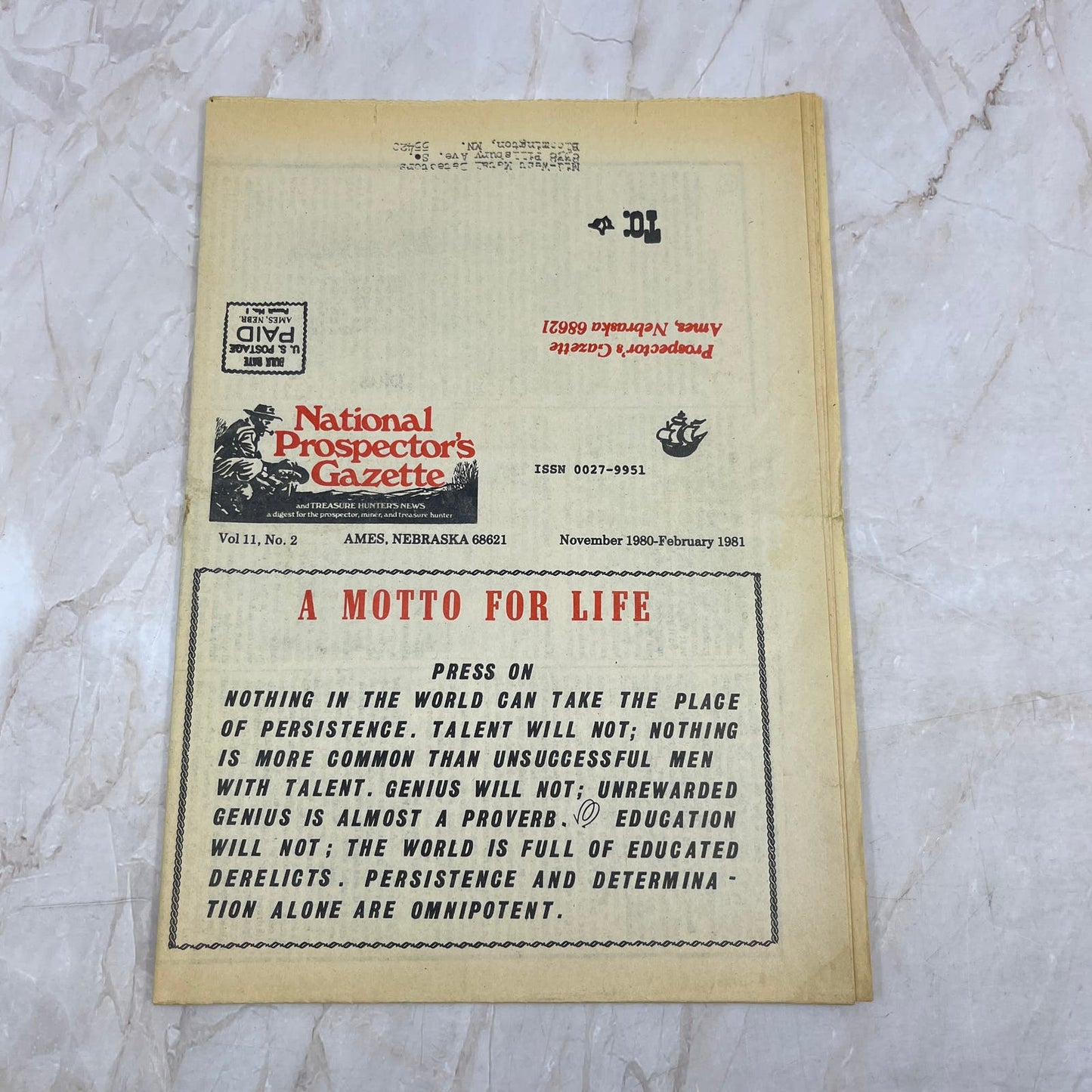 1981 Feb - The National Prospector's Gazette Newspaper - Treasure Hunting M11