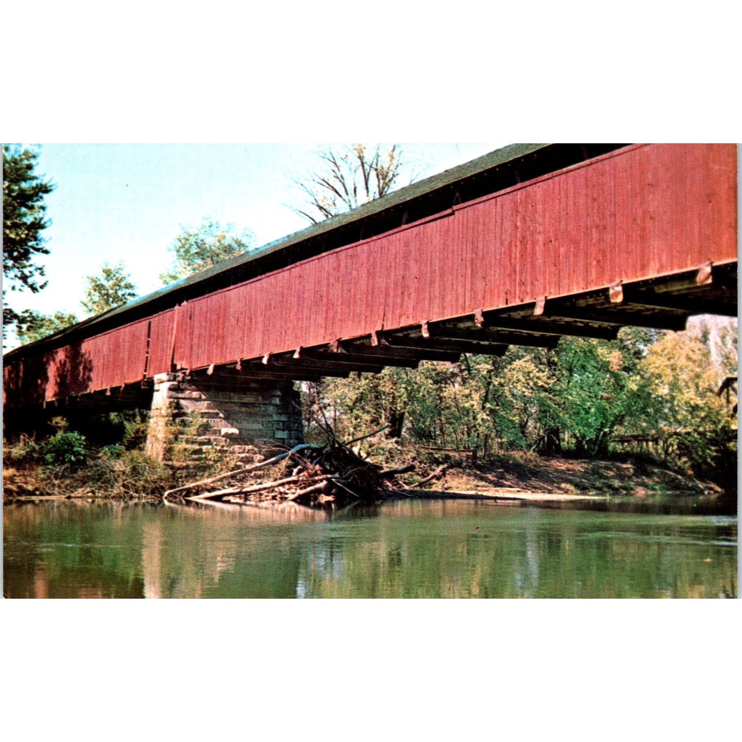 Bell's Ford Bridge Jackson County Indiana Covered Bridge Postcard PB11