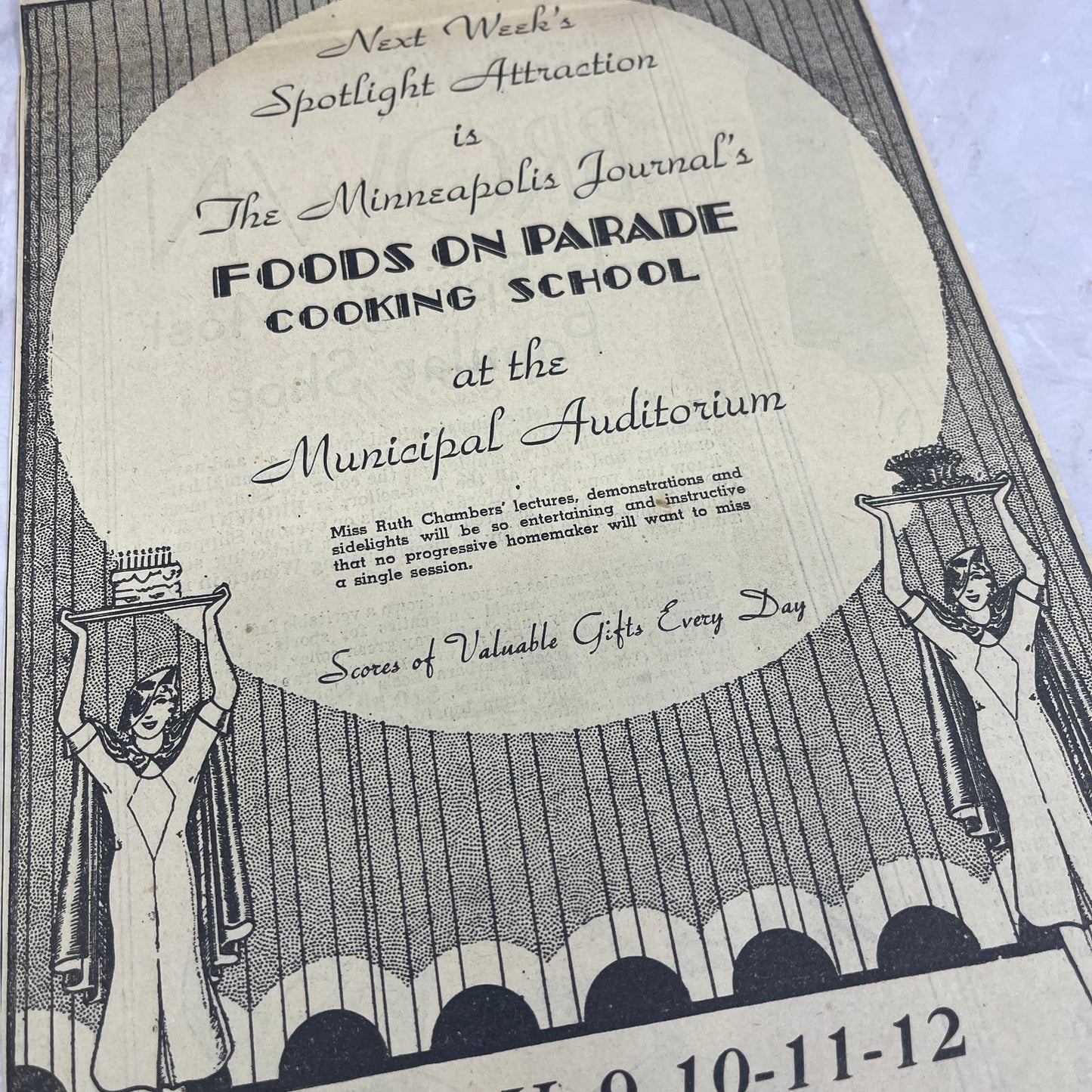 Foods on Parade Cooking School Municipal Auditorium 8x10 1935 Mpls MN Ad FL6-8