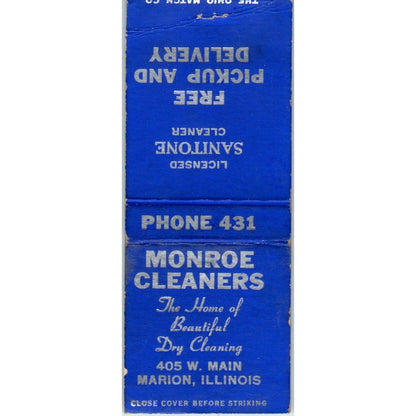 Monroe Cleaners Marion IL Vintage Matchbook Cover SD4-Y5