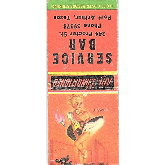 Service Bar Port Arthur Texas Pinup Upswept Vintage Matchbook Cover SE5-Y1