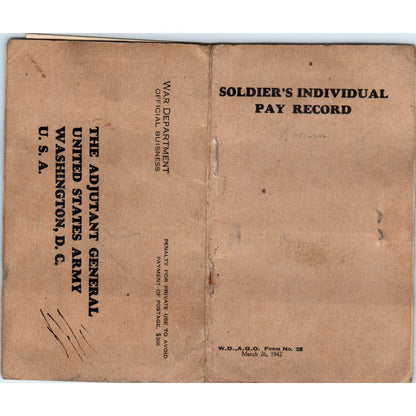 1942 WWII Soldiers Individual Pay Record Book Sgt. Albert Komm  AE6