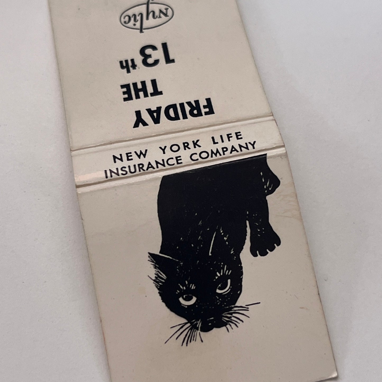 Black Cat Friday the 13th New York Life Ins Co Vintage Matchbook Cover TB8-MB-12